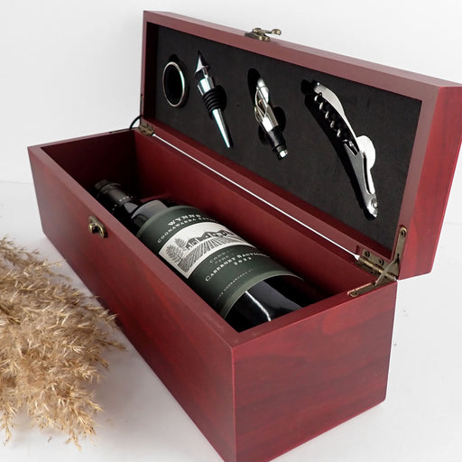 Customised White Printed Wooden Stained Corporate Wine Box Set