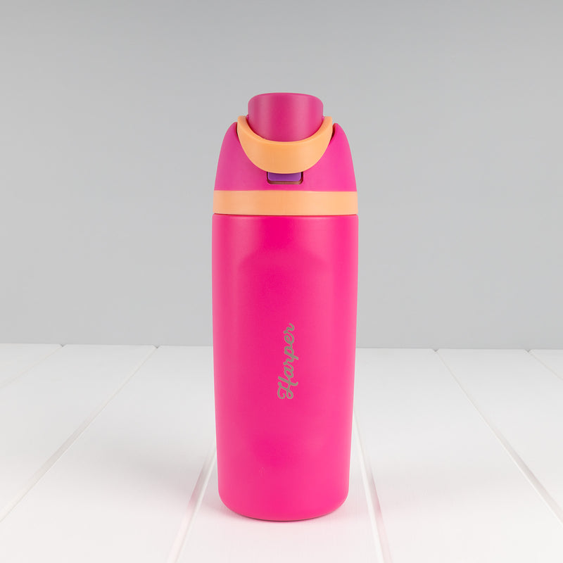 Personalised 480ml kids water bottle with laser engraved name, perfect for school and everyday use.