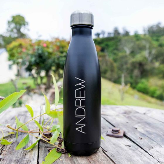 Personalised Engraved Black 500ml Christmas Water Bottle Present