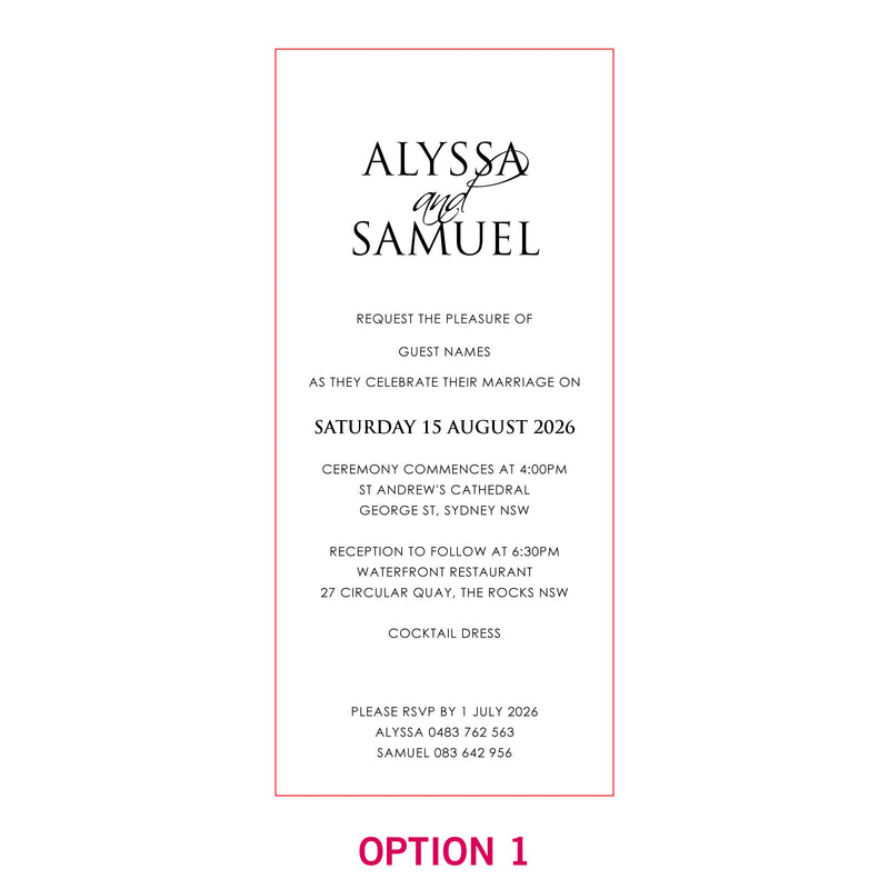 DL Engraved Mirror Acrylic Wedding Invitations