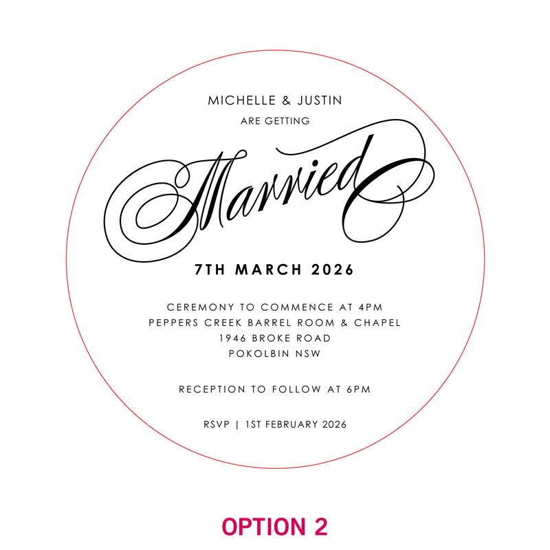 Engraved Round Acrylic Wedding Invitations