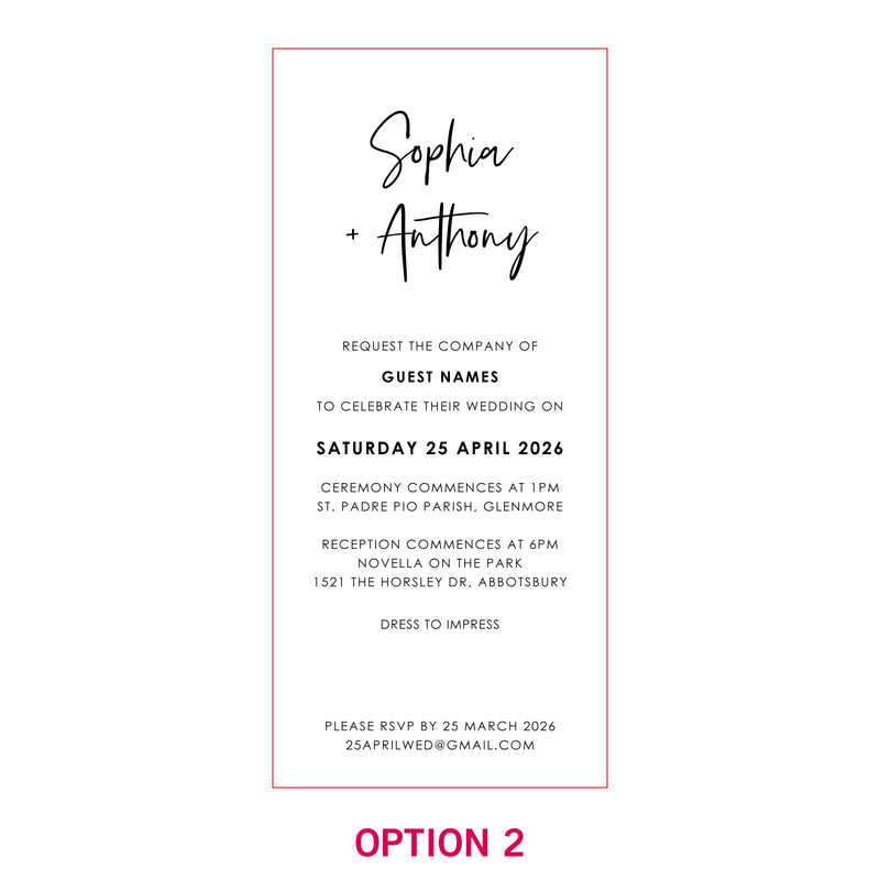 DL Engraved Mirror Acrylic Wedding Invitations