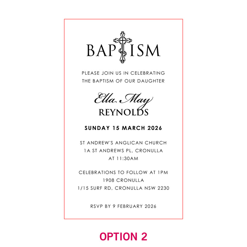 11B Engraved Wooden Christening Invitations