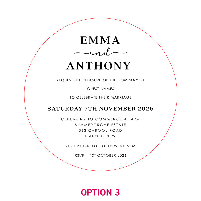 Engraved Round Mirror Acrylic Wedding Invitations