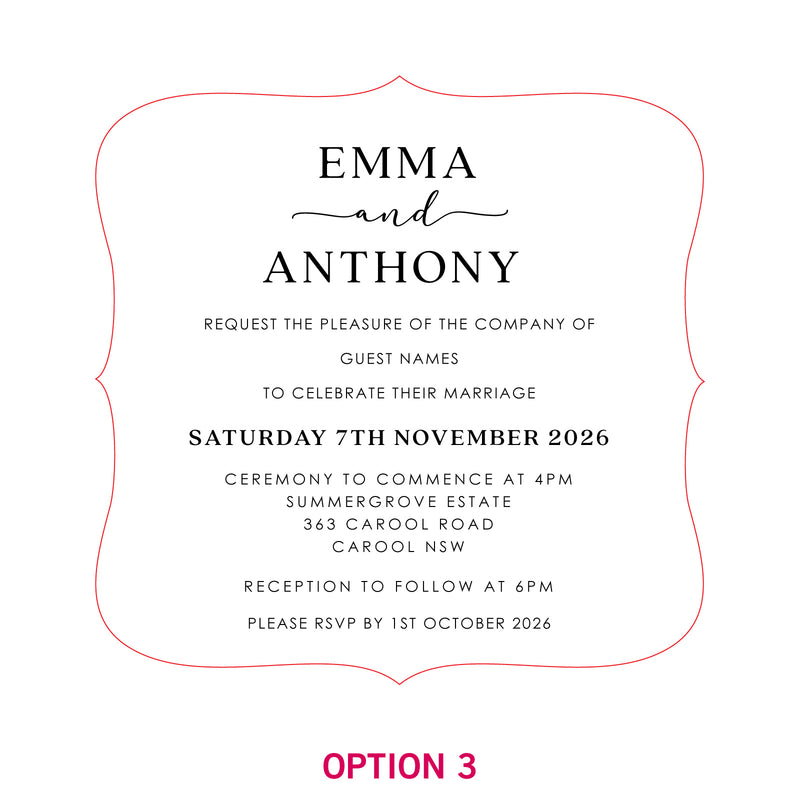 Engraved Royal Style Mirror Acrylic Wedding Invitations