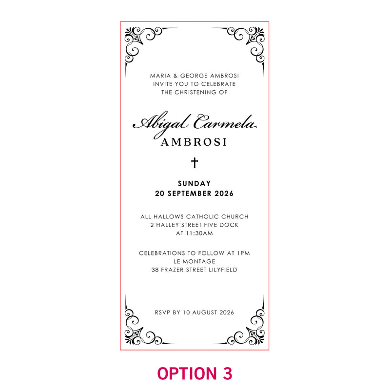 DL Engraved Wooden Christening Invitations