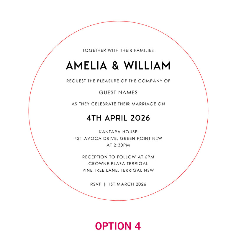 Engraved Round Mirror Acrylic Wedding Invitations