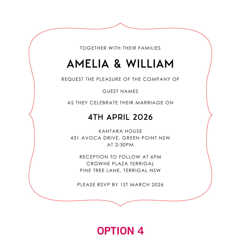 Engraved Royal Style Mirror Acrylic Wedding Invitations
