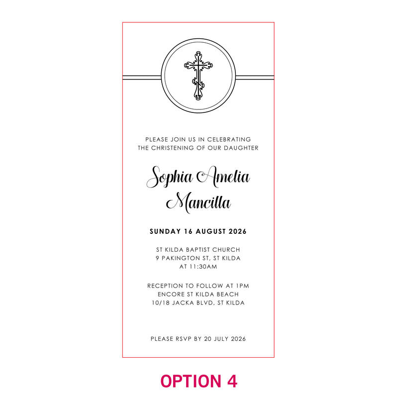 DL Engraved Acrylic Christening Invitations