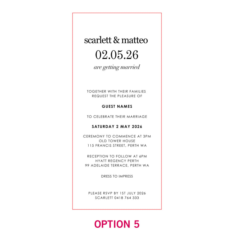 DL Engraved Mirror Acrylic Wedding Invitations