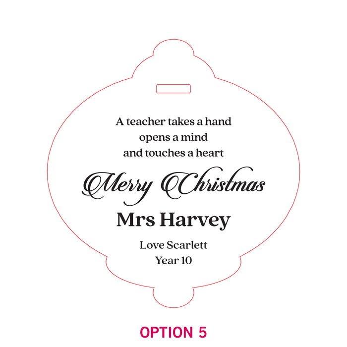 Engraved Acrylic Christmas Teacher's Decoration