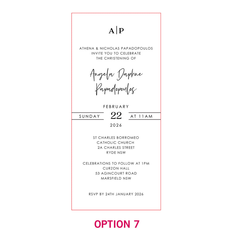 DL Engraved Acrylic Christening Invitations