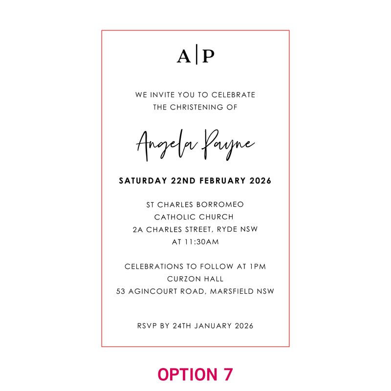 11B Engraved Wooden Christening Invitations