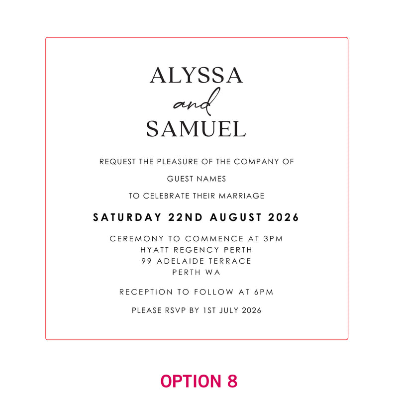 Engraved Square Mirror Acrylic Wedding Invitations