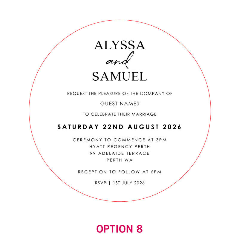 Engraved Round Mirror Acrylic Wedding Invitations