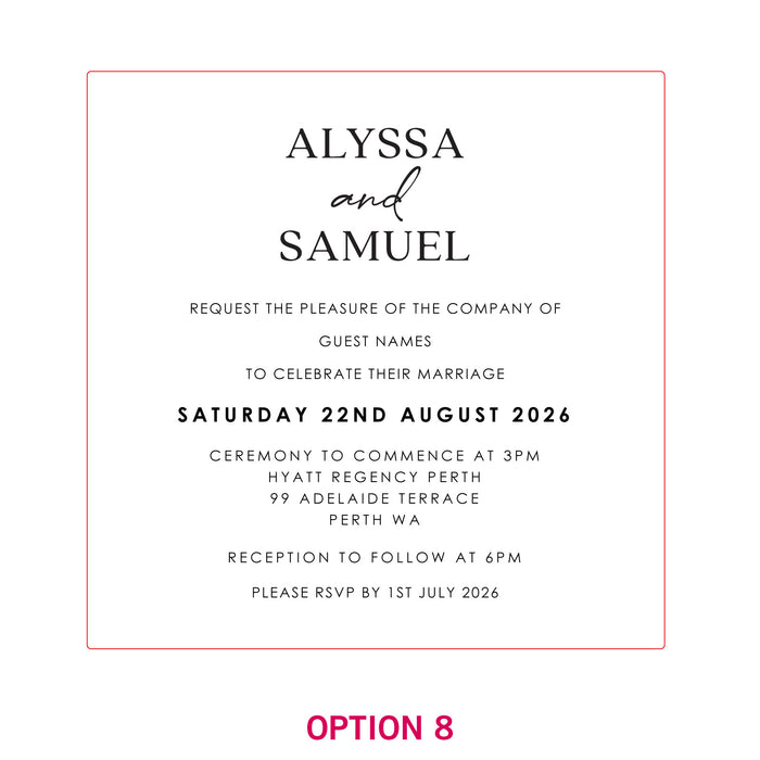 Engraved Square Mirror Acrylic Wedding Invitations
