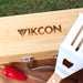 Premium stainless steel BBQ utensils in engraved bamboo case for client giftin