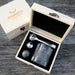The Perfect gifts for husband this custom Artwork Engraved Wooden Box Set including Whiskey Glass Bourbon Stone and Tongs