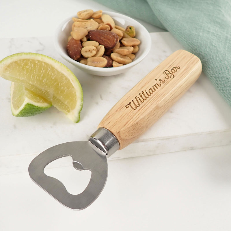 Customised Engraved Name Wooden Handle Bottle Opener Christmas Present