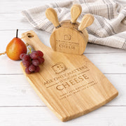 Personalised paddle board and cheese knife block set for a birthday gift
