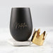 Personalised Name Engraved Black Matte Silver lining 465ml Stemless Wine Glass Birthday Present
