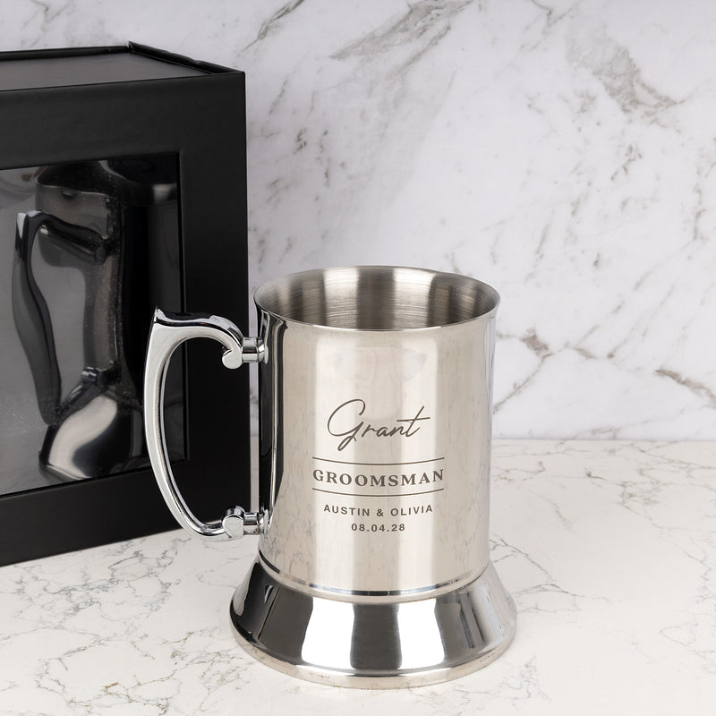 Custom engraved beer mug, perfect for Groom, Best Man and Groomsmen gifts.