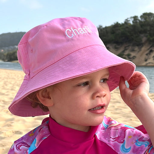 Personalised Embroidered Pink Bucket Hats