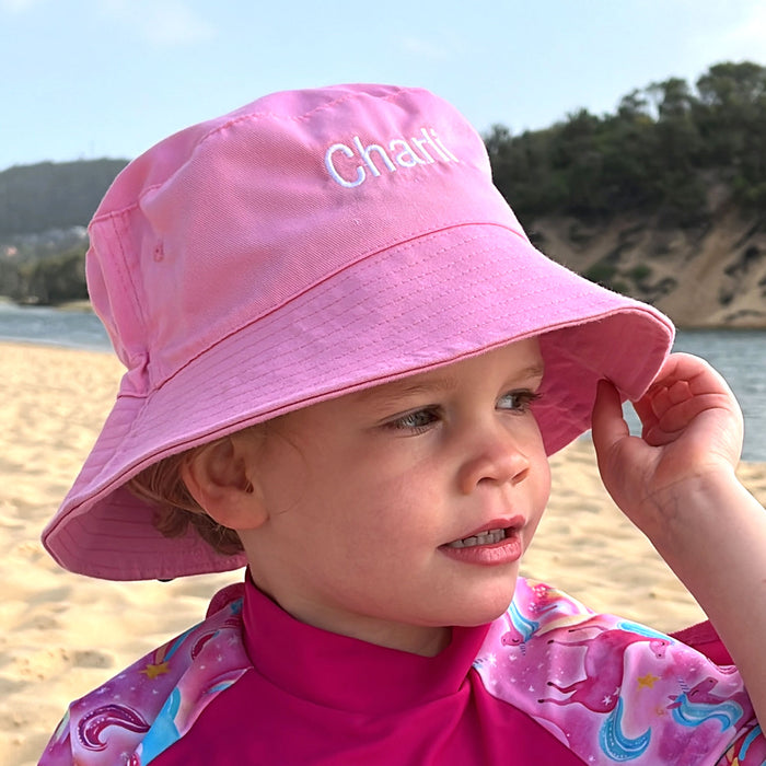 Personalised Kids 38cm Adjustable Beach Bucket Hat