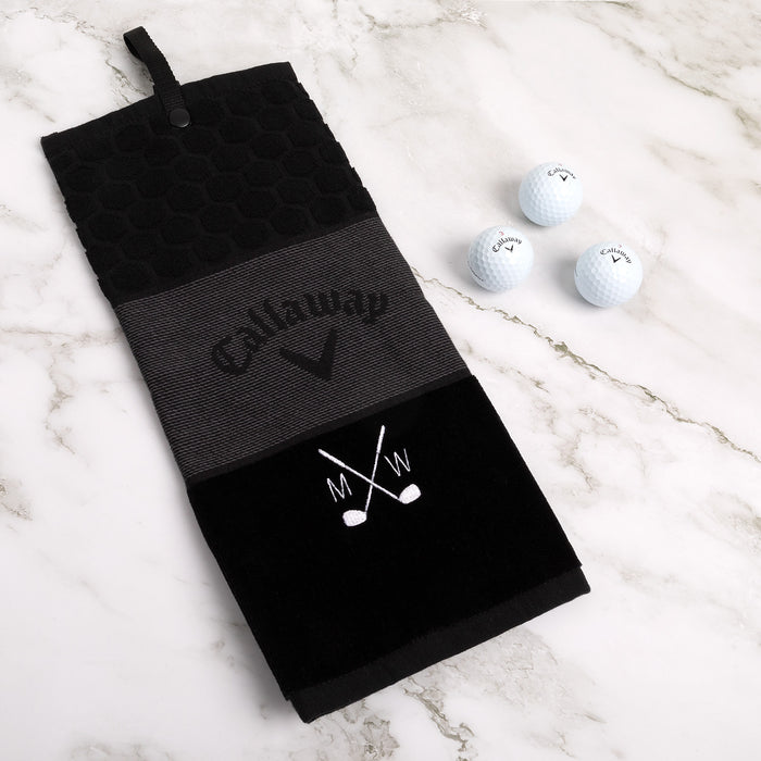 Embroidered golf towel with monogram and durable fabric for club cleaning