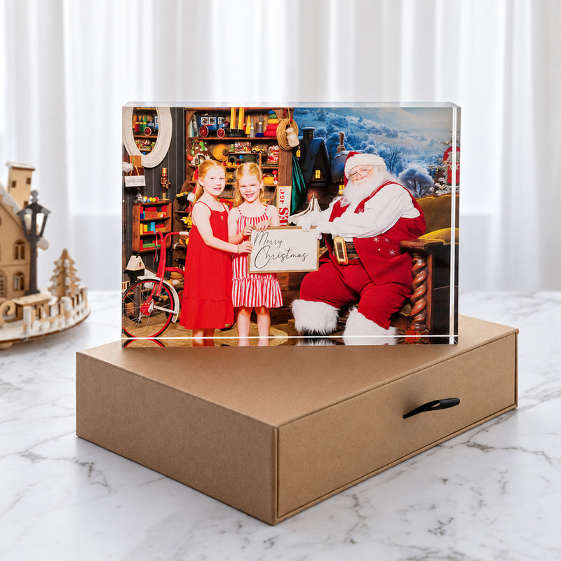Personalised Santa photo acrylic block Christmas gift for grandparents