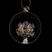 Personalised snowflake Christmas ornament with gold hanging loop