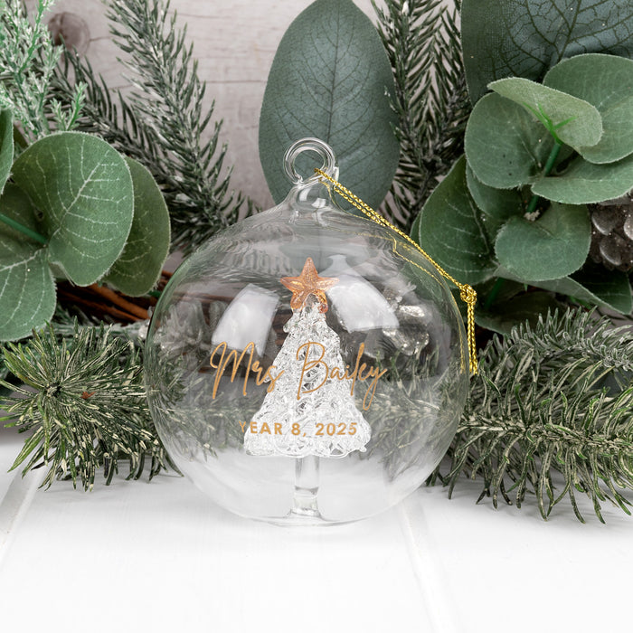 Custom teacher ornament with name engraving for end of year gift