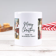 Custom 325ml Christmas mug featuring two photos and personalised wording