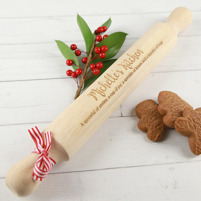 Personalised Engraved Christmas Wooden Rolling Pin Present