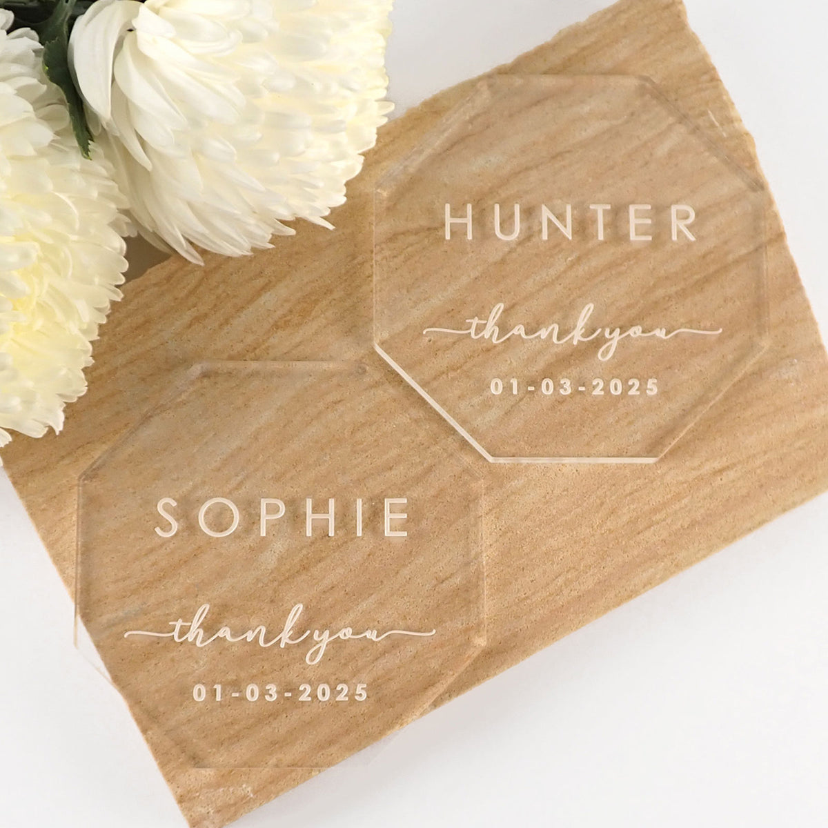 Engraved Wedding Coaster Place Card Personalised Favours