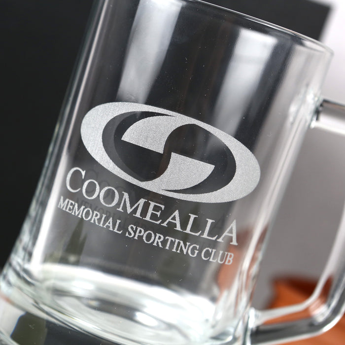 High quality promotional beer mug with handle and custom message