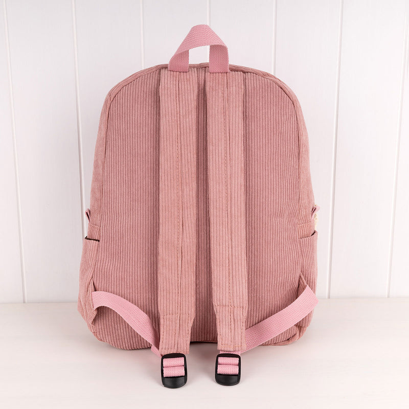 Personalised corduroy kids backpack with padded adjustable straps