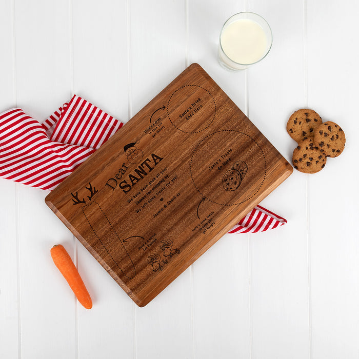 Engraved wooden Santa plate made from natural Walnut – a festive keepsake for Christmas Eve traditions