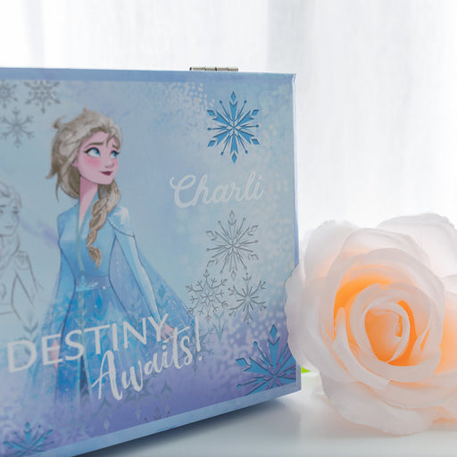 Customised White Printed Child's Name Frozen Elsa Musical Jewellery Box