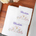 Personalised Embroidered Name White Bunny Garden Bath Towel and Face Washer Set
