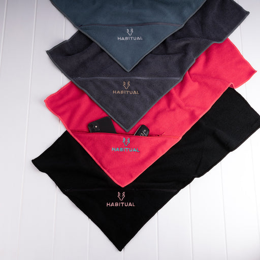 Branded microfibre gym towel with zip pocket for gyms and retreats