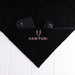 Black microfibre gym towel with embroidered logo and zip pocket