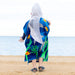 Fun hooded shark beach towel with jaws design to keep kids dry and warm