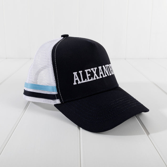 Custom Embroidered Boys Blue Name Sports Hat