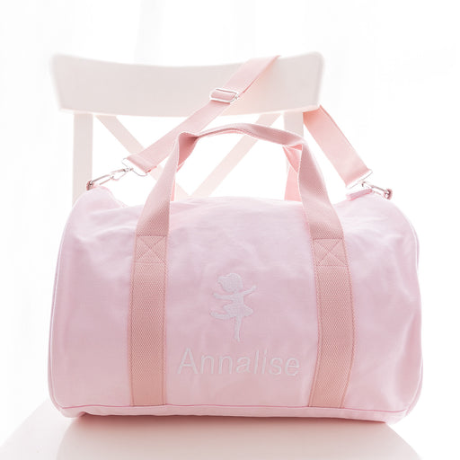 Embroidered Blush Pink Canvas Dance Duffle Bag