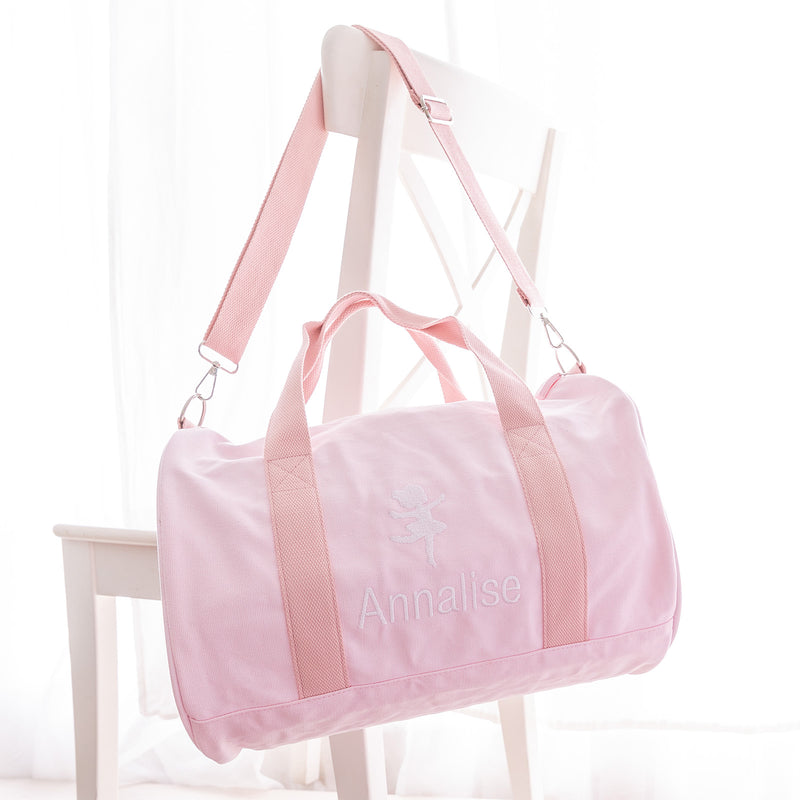 Customised Embroidered Pink Canvas Kids Duffle Bag