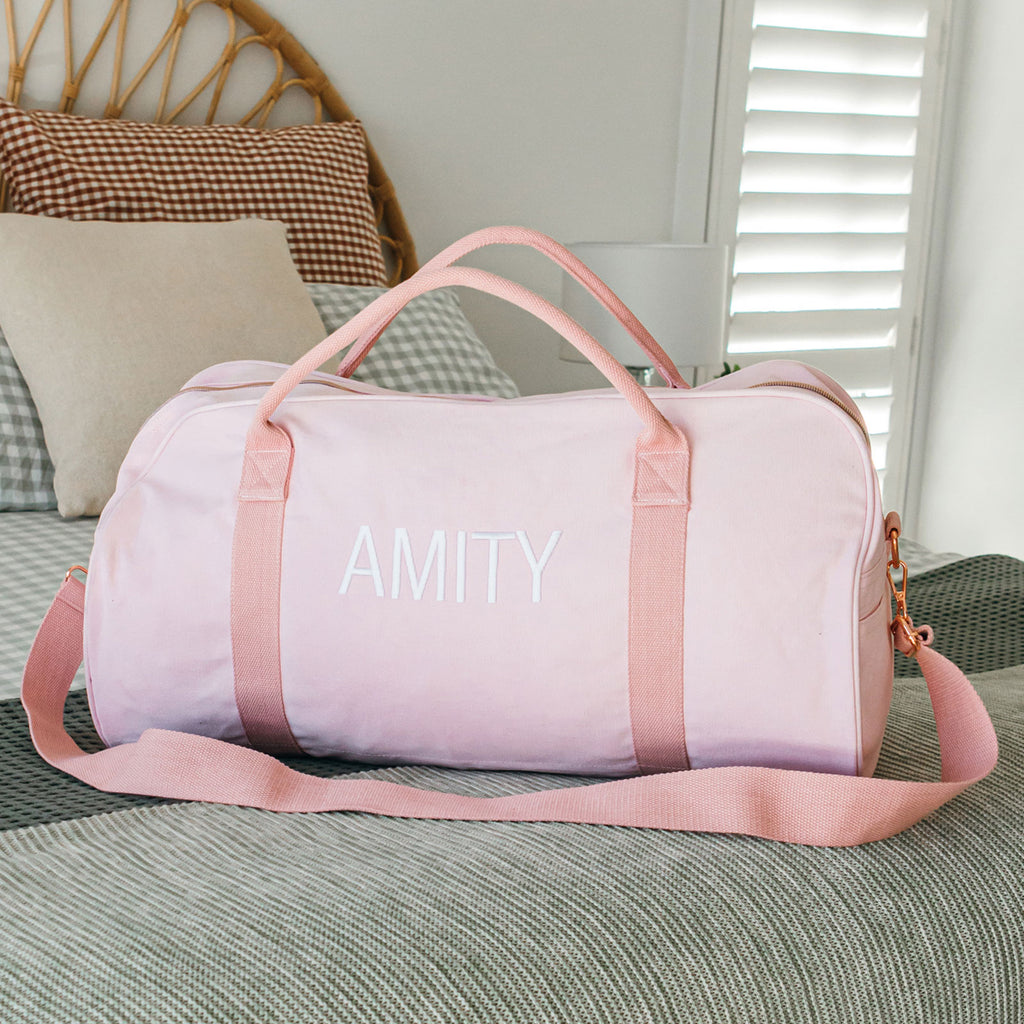 Pink canvas 2025 duffle bag