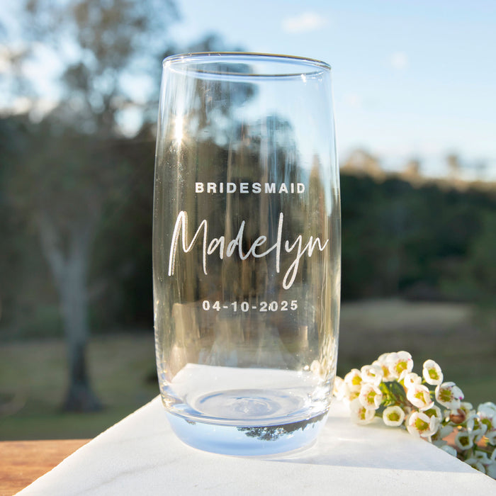 Bridesmaid Personalised Water Glass for Wedding