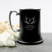 Matte black personalised beer mug with silver engraving for Buck’s Party gift