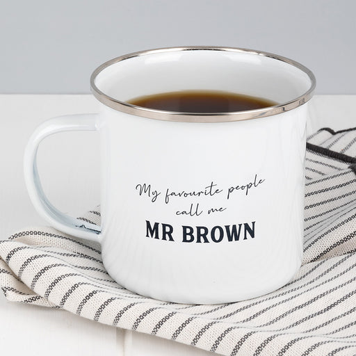 Custom engraved educator enamel mug – thank you and appreciation present.